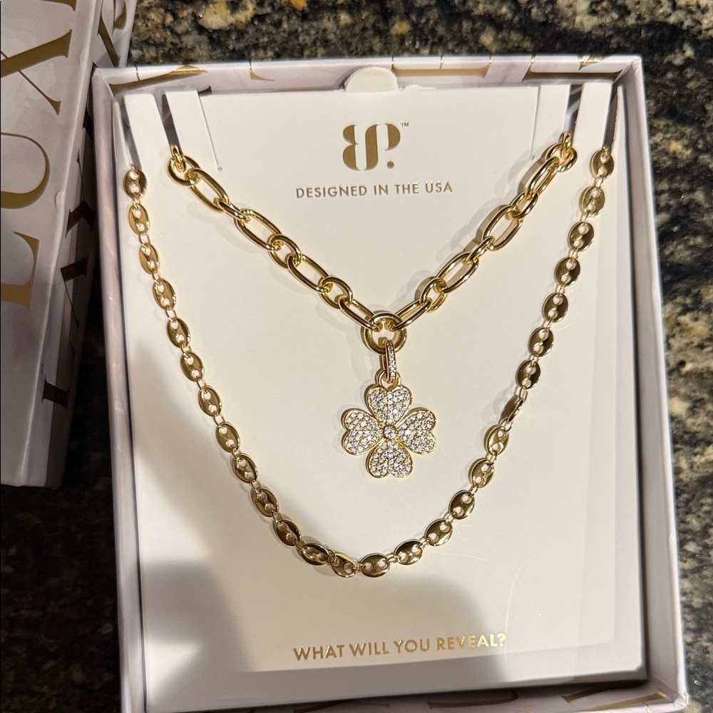 Luxe layers Gold Clover Pendant Necklace by BP